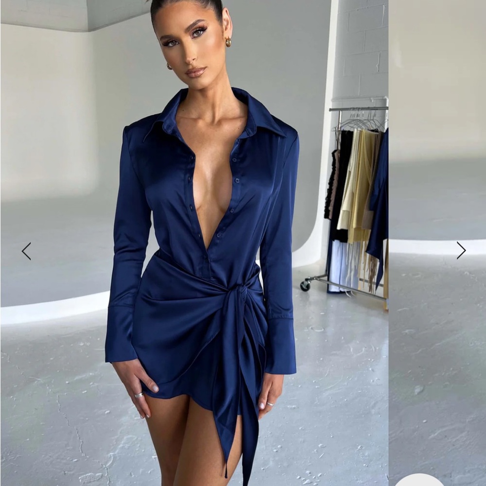 Navy Blue T-Shirt Wrap Dress